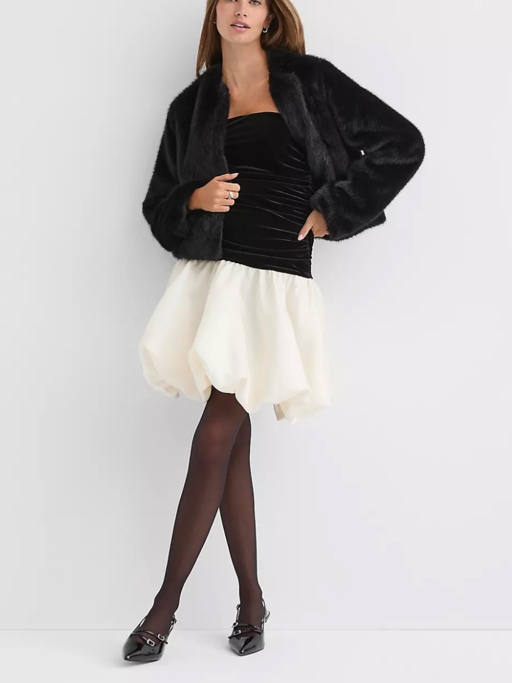 🥂🖤 LOFT Modern Faux Fur Jacket